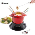 Amazon hot sale 11 Pieces Enameled Cast Iron Fondue Set 2 Quart